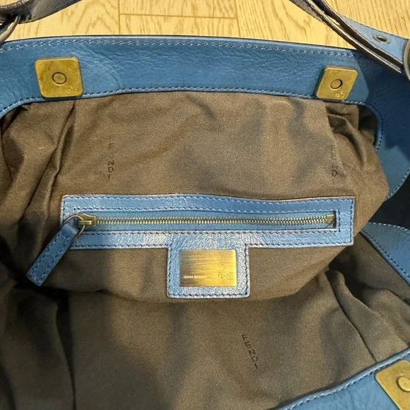 💗FENDI Blue Borse Leather Doctor Hobo Bag Authentic - Picture 8 of 16